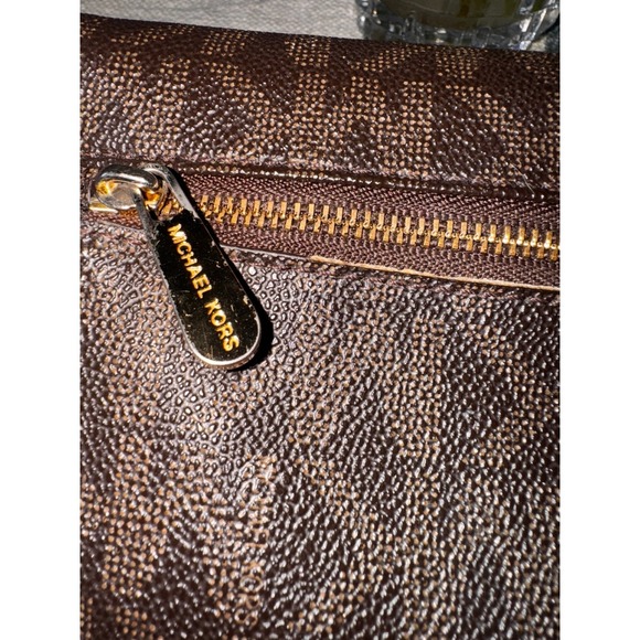 Michael Kors MK Signature Brown Coated Twill Flap Continental Wallet - Picture 8 of 9